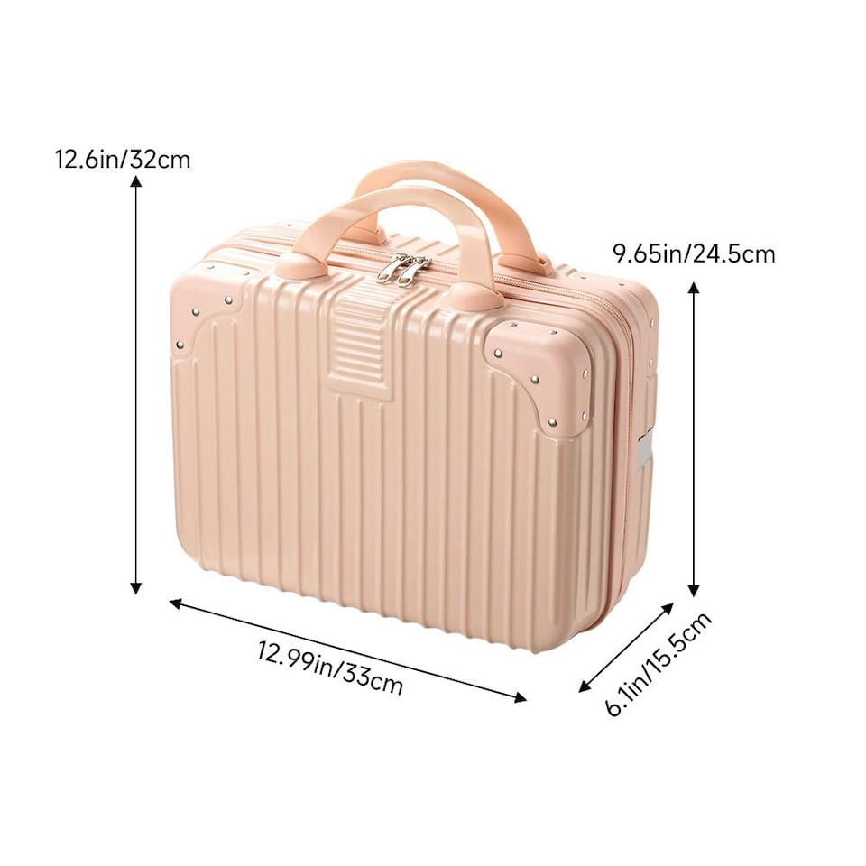 image 1 of Living and Home Portable 12 inch Hard Shell Carry on Makeup Travel Case Pink | Personal Item