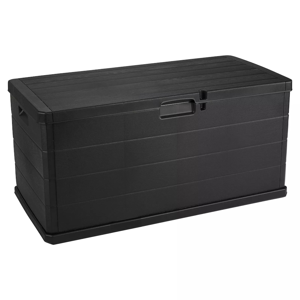 image 1 of 350L Outdoor Patio Anthracite Plastic Garden Storage Box With Handles & Wheels