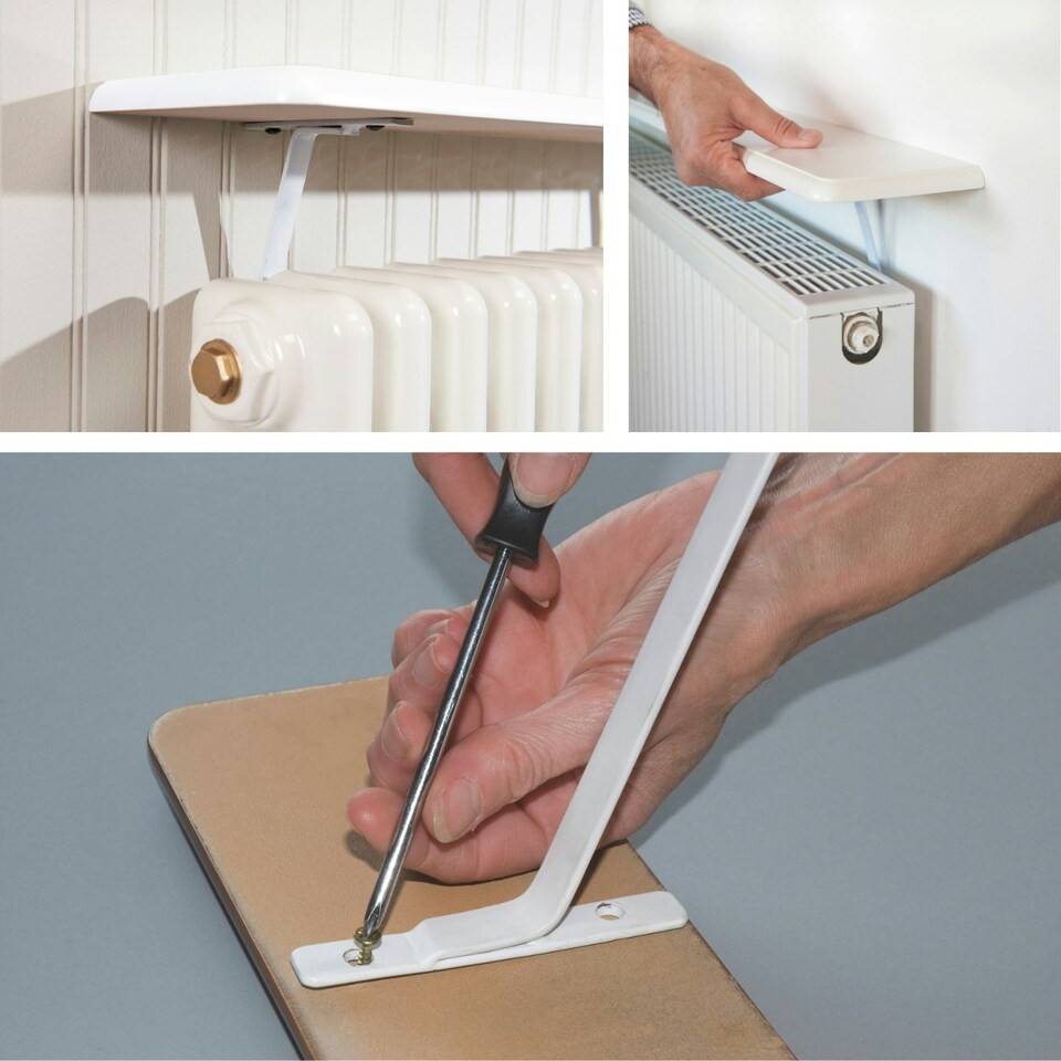 image 1 of Greenhurst White Radiator Shelves – Easy Fit Design with No Drilling, Available in 60cm, 91cm & 115cm Sizes White | 115.5