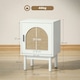 image 7 of HOMCOM Boho Bedside Table with Rattan Door and Adjustable Shelf, White White | Natural Rattan