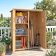 image 8 of Outsunny Wooden Garden Shed Tool Storage Cabinet Double Door Shelf Natural Wood | White