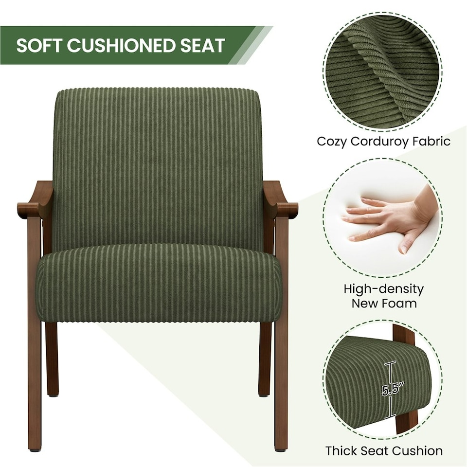 image 1 of Yaheetech Mid-Century Modern Corduroy Fabric Armchair