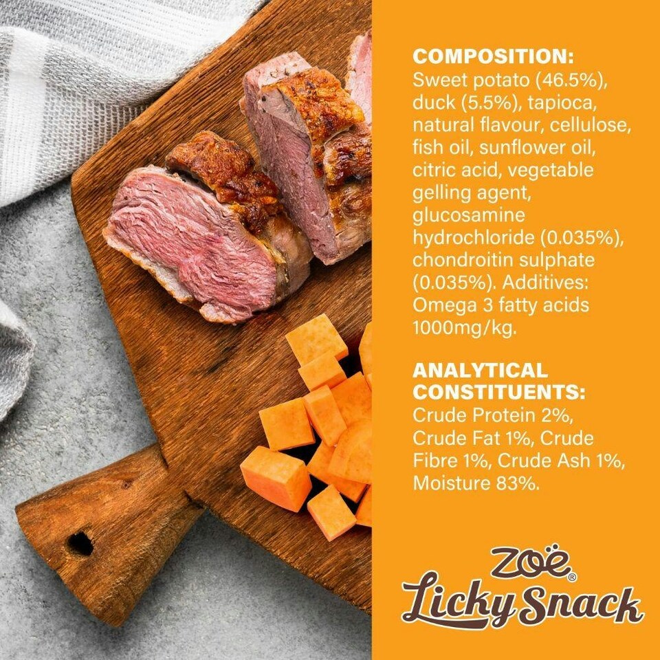 image 1 of Zoe Licky Snack Dog Treat Paste 85g x4 Bundle - Sweet Potato with Duck