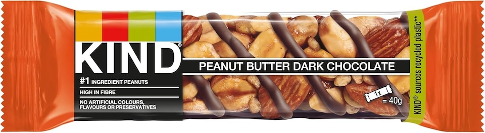 image 1 of KIND Bars, Gluten Free Snack Bars, Peanut Butter Dark Chocolate, Healthy Snack, No Artificial Colours, Flavours or Preservatives, Multipack 12 x 40g | Red