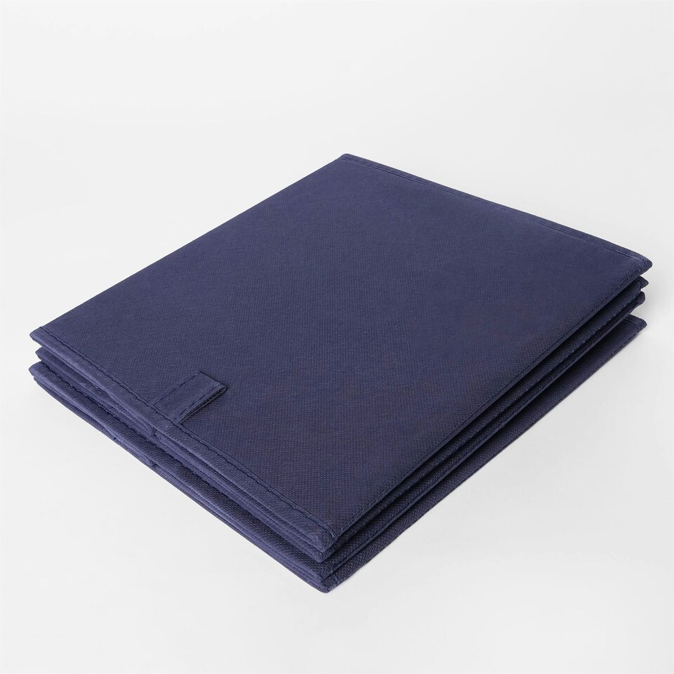 image 1 of OHS 2 x Plain Folding Storage Cube Boxes, 27x27cm - Navy Blue