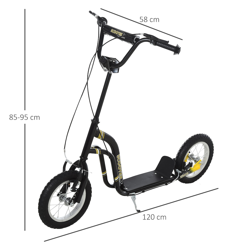image 1 of HOMCOM Kids Stunt Scooter with 12" Rubber Tyres, Adjustable Handlebar, Black