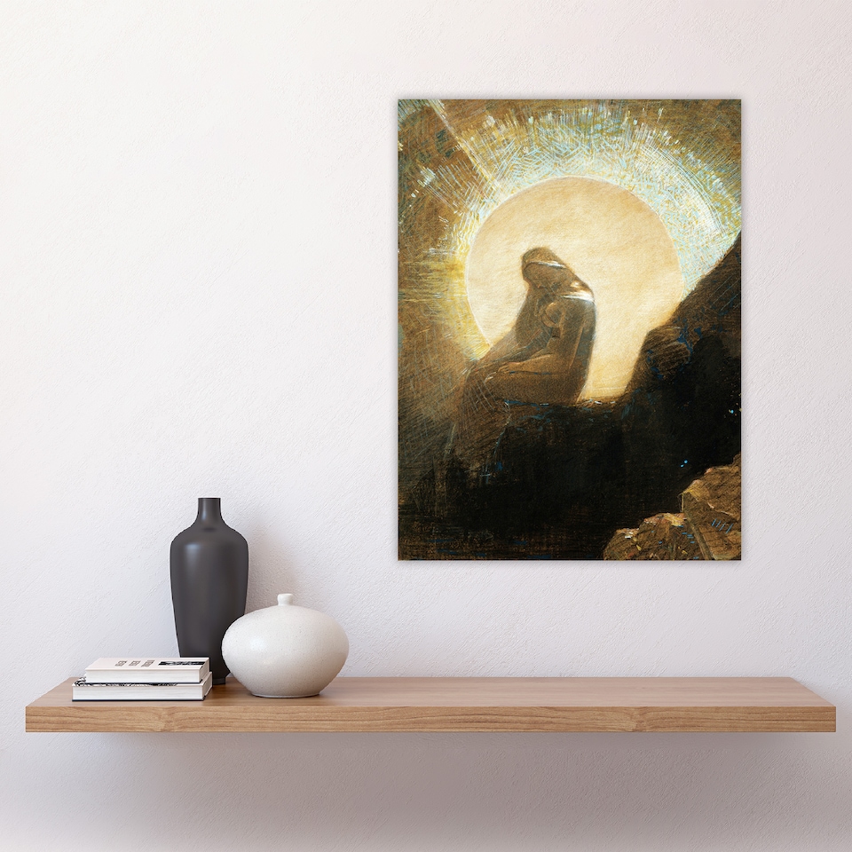 image 1 of Melancholy Portrait of a Woman Redon Vintage Huge Wall Art Print 18X24 In