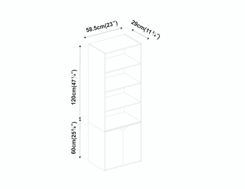 image 1 of 6-Tier Bookcase with 2-Doors | Brown | 1