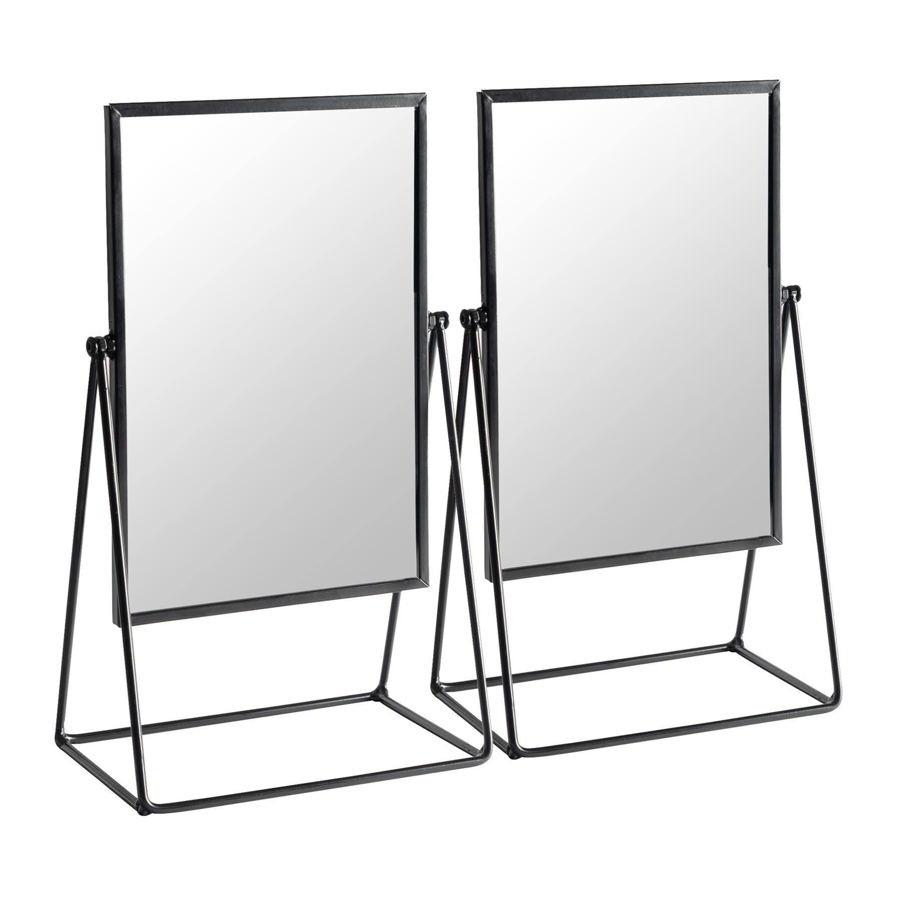Harbour Housewares Metallic Vanity Mirrors - Adjustable Tilt Dressing Table Mirror Sleek Modern Makeup Mirror - Pack of 2 Black Black 39 x 22cm 2