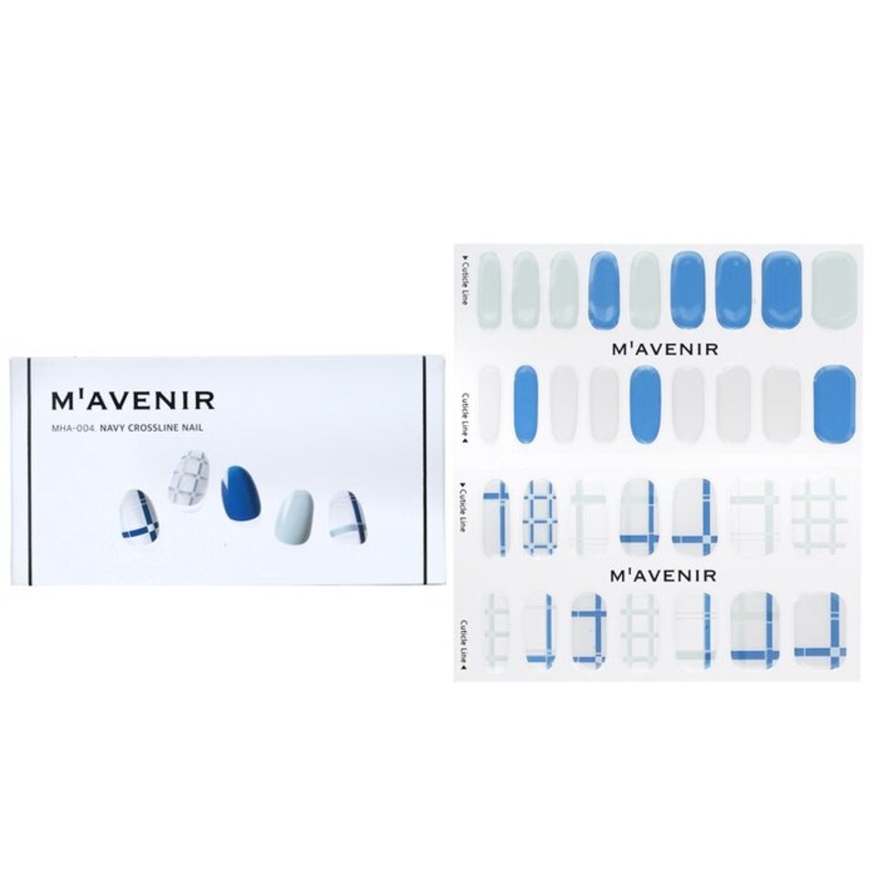 image 1 of Nail Sticker (patterned) - # Navy Crossline Nail - 32pcs Multi