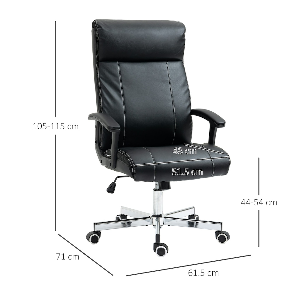 image 1 of Vinsetto Massage Office Chair PU Leather Computer Chair w/ Tilt Function Black