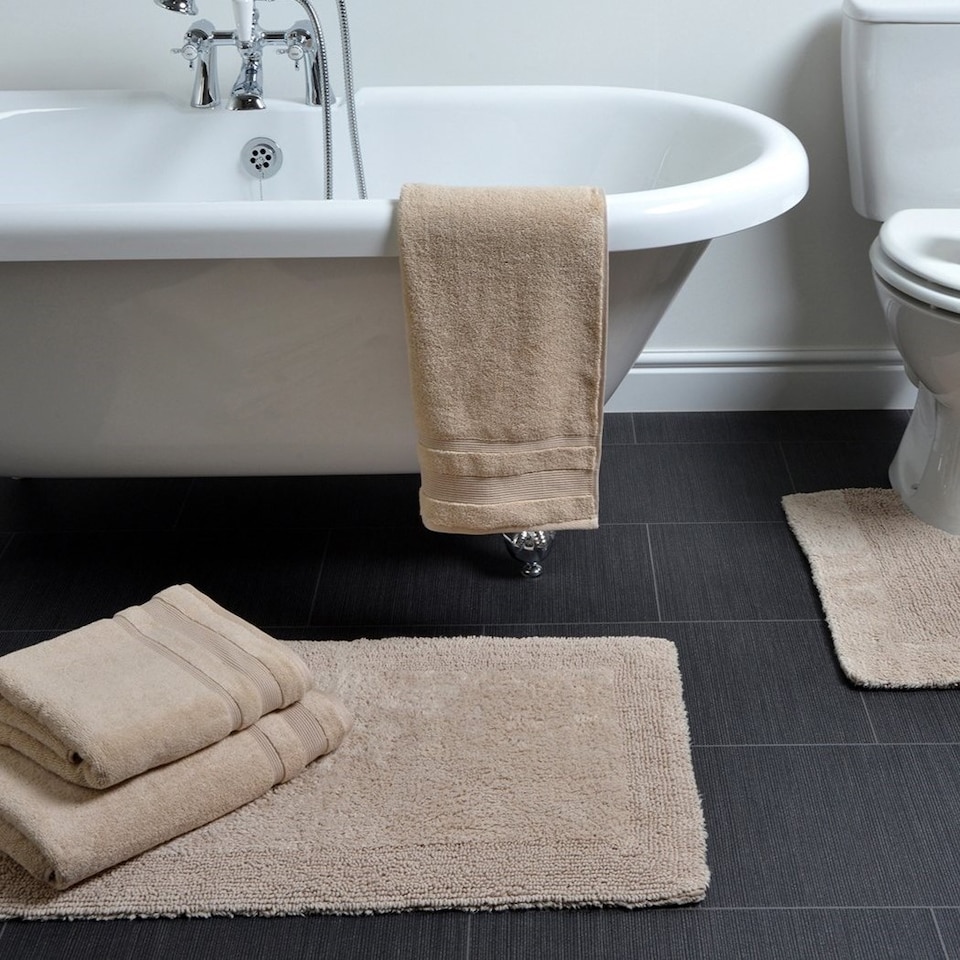 image 1 of Heavyweight Reversible Bath Mat Rug 53 x 85cm - Stone
