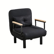 4 in 1 Folding Single Sofa Bed Convertible Lounge Sleeper Chair with Adjustable Backrest and Large Cushion Black