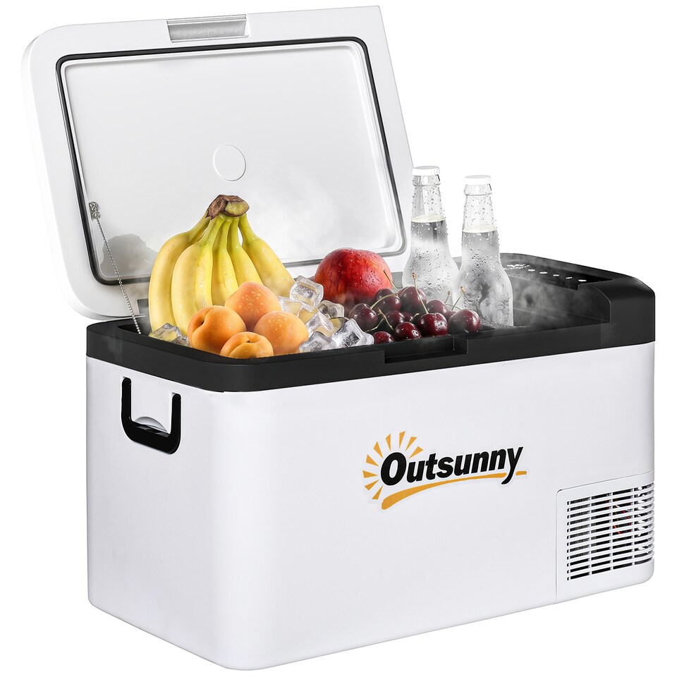image 1 of Outsunny 12V Portable Car Refrigerator w/ Inner LED Light Indoor Outdoor, 25L