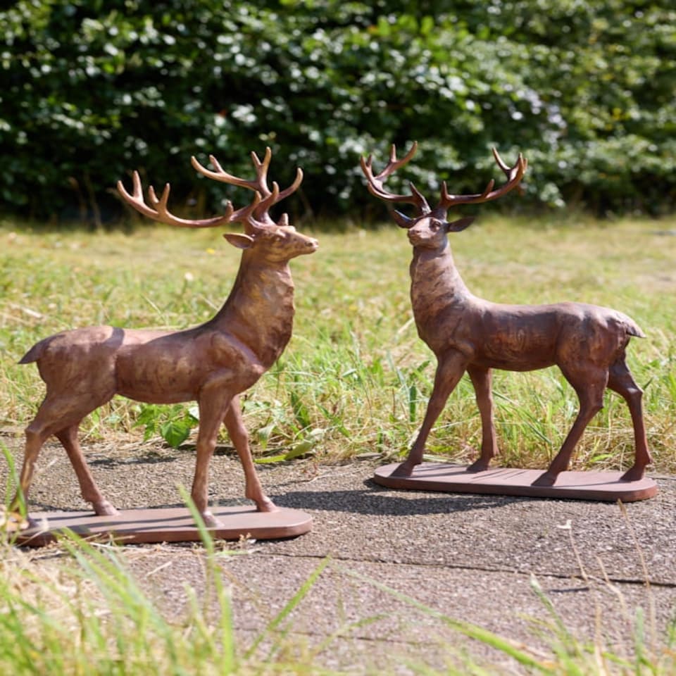image 1 of Set of 2 Bronze Effect Standing Stags