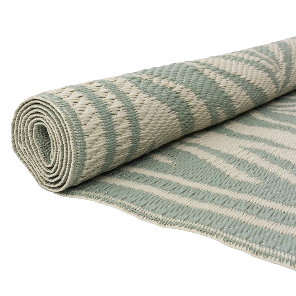 image 1 of JVL Lightweight Reversible Outdoor Rug – Large Leaf Pattern, Plastic Woven 150 x 210 cm