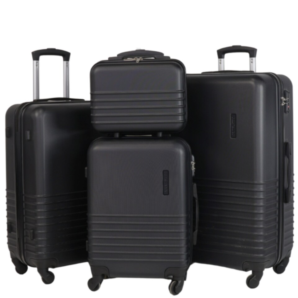 image 1 of Fergana 4 Piece ABS Hard Shell Luggage Set Lightweight Spinner Suitcases TSA Lock Black