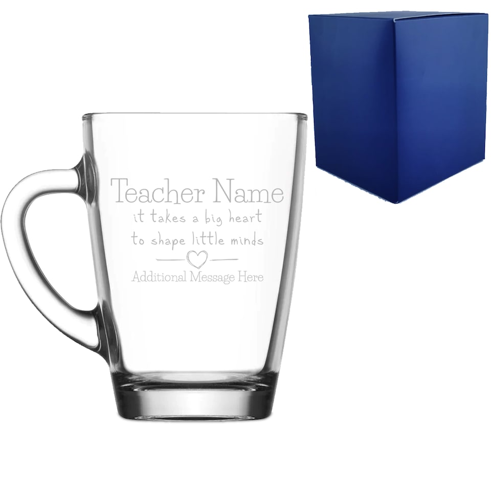 image 1 of Personalised A Big Heart shapes Little Minds Glass Mug Teacher Gift