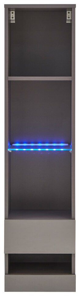 image 1 of Galicia Tall Shelf Unit with LED | Black | Black