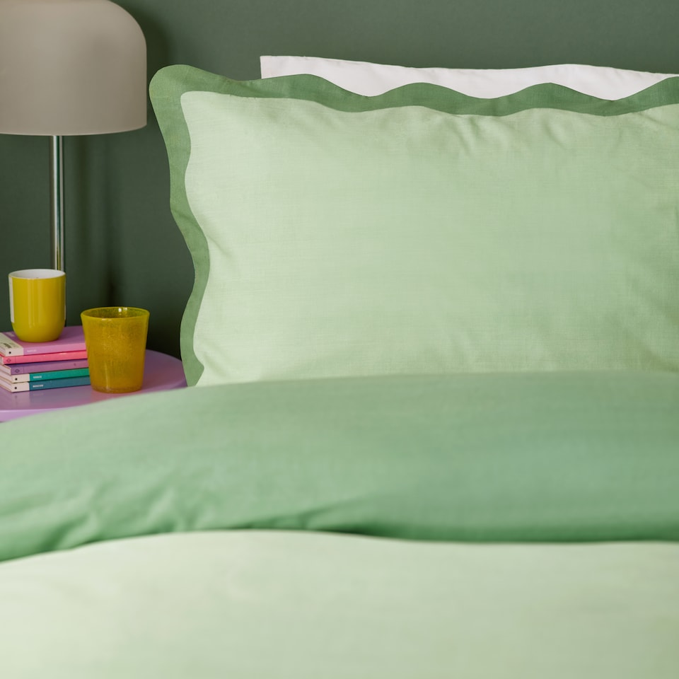 image 1 of Furn Wiggle Scallop Duvet Cover Set | Green | Green