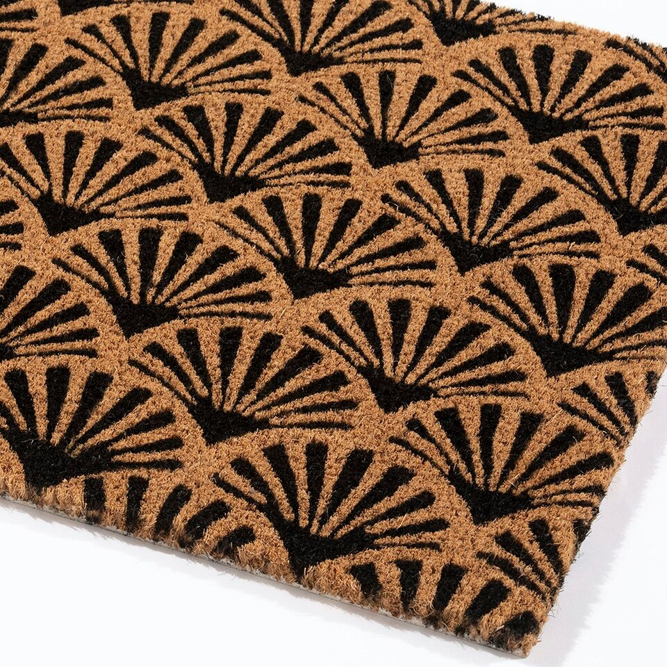 image 1 of Astley Scallop Deco Latex Backed Coir 45x75cm Black Doormat