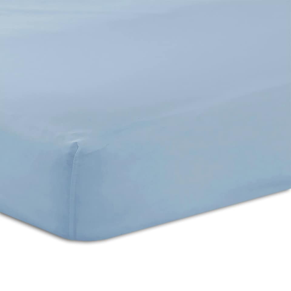 Charlotte Thomas Poetry Plain Single Fitted Sheet - Blue - 90 x 190cm Blue | Blue | Double