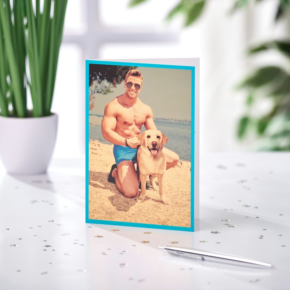 image 1 of Humour Birthday Card - Man On Beach With Dog