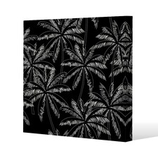 White Palm Trees on Black (Canvas Print) 61 x 61 x 4cm