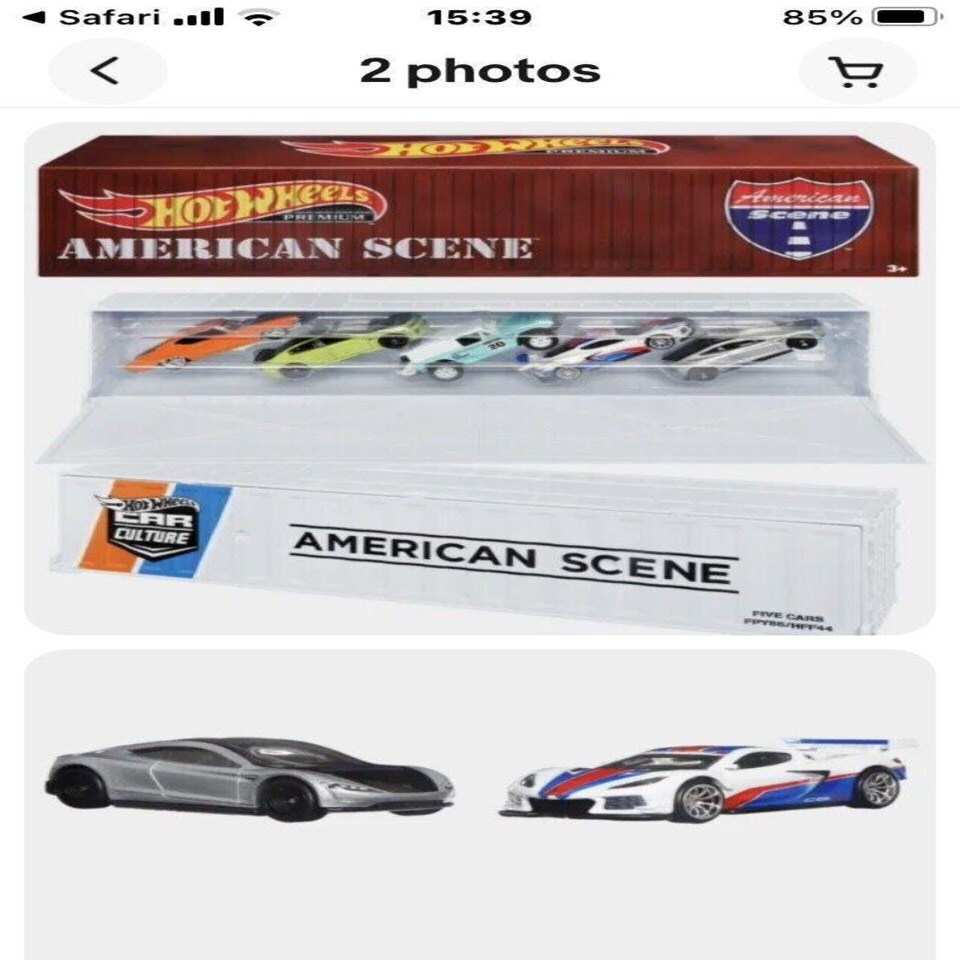 image 1 of American Scene 5 Car Set With Container 1:64 Hot Wheels Real Riders HFF44 LA10