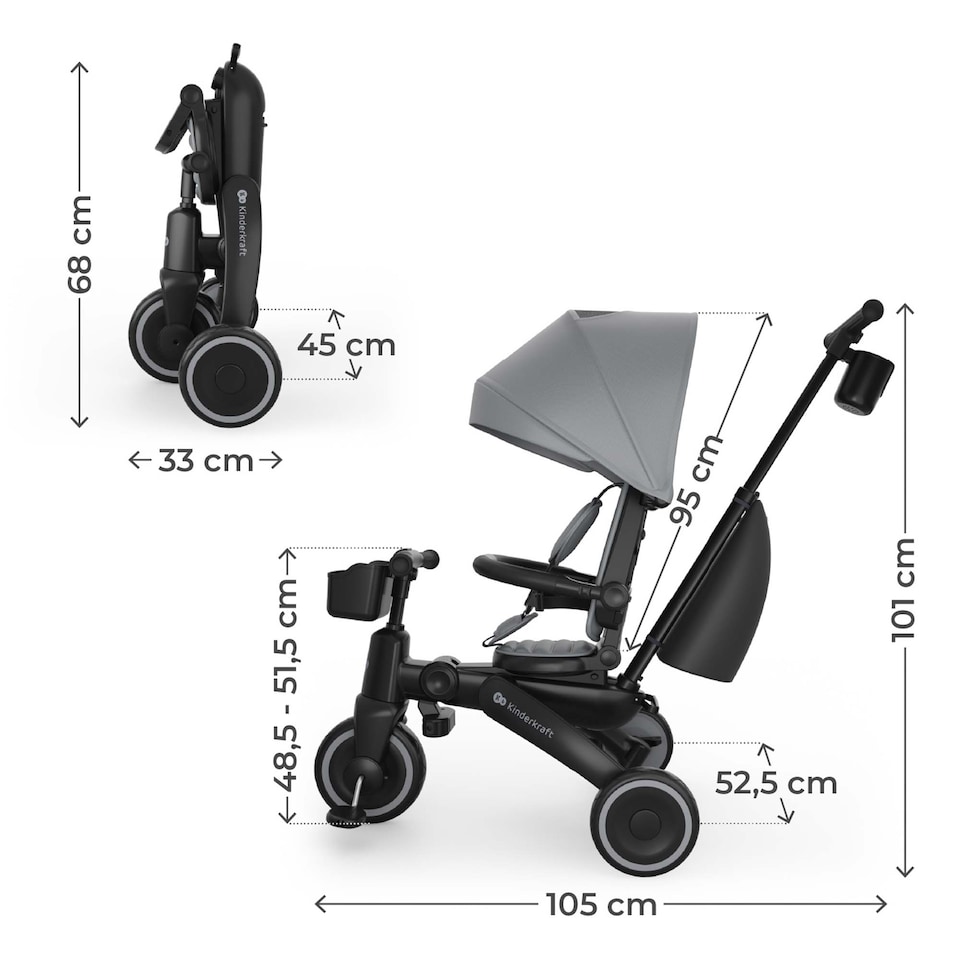 image 1 of Kinderkraft JAZZ 3 Tricycle | Grey | Grey