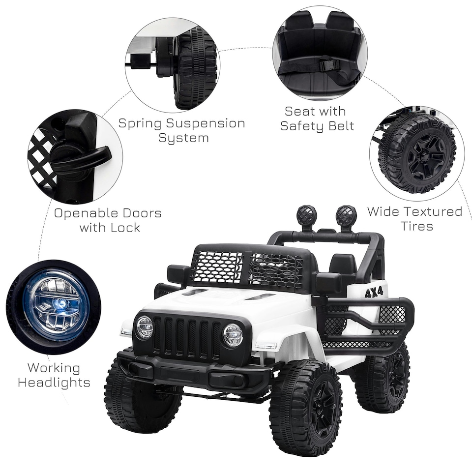 image 1 of HOMCOM 12V Kids Electric Ride On Car Truck Off-road Toy W/ Remote Control White