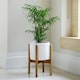 image 3 of Anzio Stone Planter with Wooden Stand - Ceramic - L24 x W24 x H38.5 cm - White | White