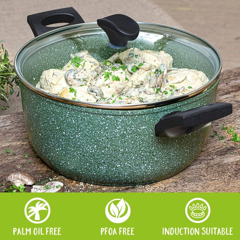 image 1 of Prestige Eco Stock Pot with Glass Lid - Non Stick, Induction, Plant Based - 24cm