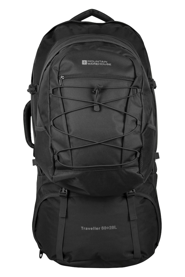 image 1 of Mountain Warehouse Unisex Traveller 60 + 20L Rucksack Durable Sports Backpack | Black | Black