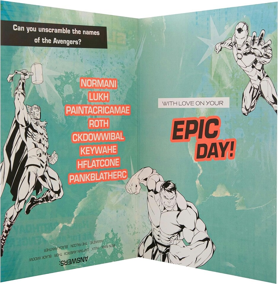 image 1 of Marvel Superheroes Design with Activity Son Birthday Card