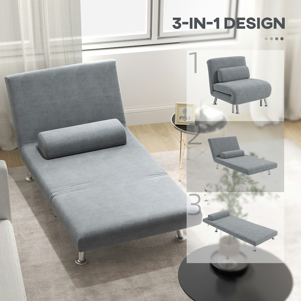 image 1 of HOMCOM Single Folding 5 Position Convertible Sleeper Chair Sofa Bed Blue