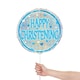 image 2 of Blue Christening Holographic Round Foil Helium Balloon 46cm / 18 in