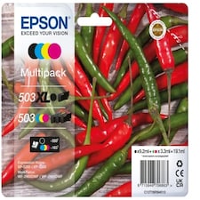 Epson 503XL Chillies, Genuine Multipack, XL Black Standard Colours Ink Cartridges