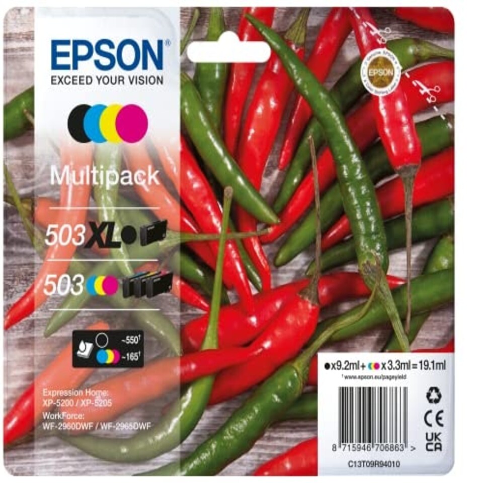 image 1 of Epson 503XL Chillies, Genuine Multipack, XL Black Standard Colours Ink Cartridges
