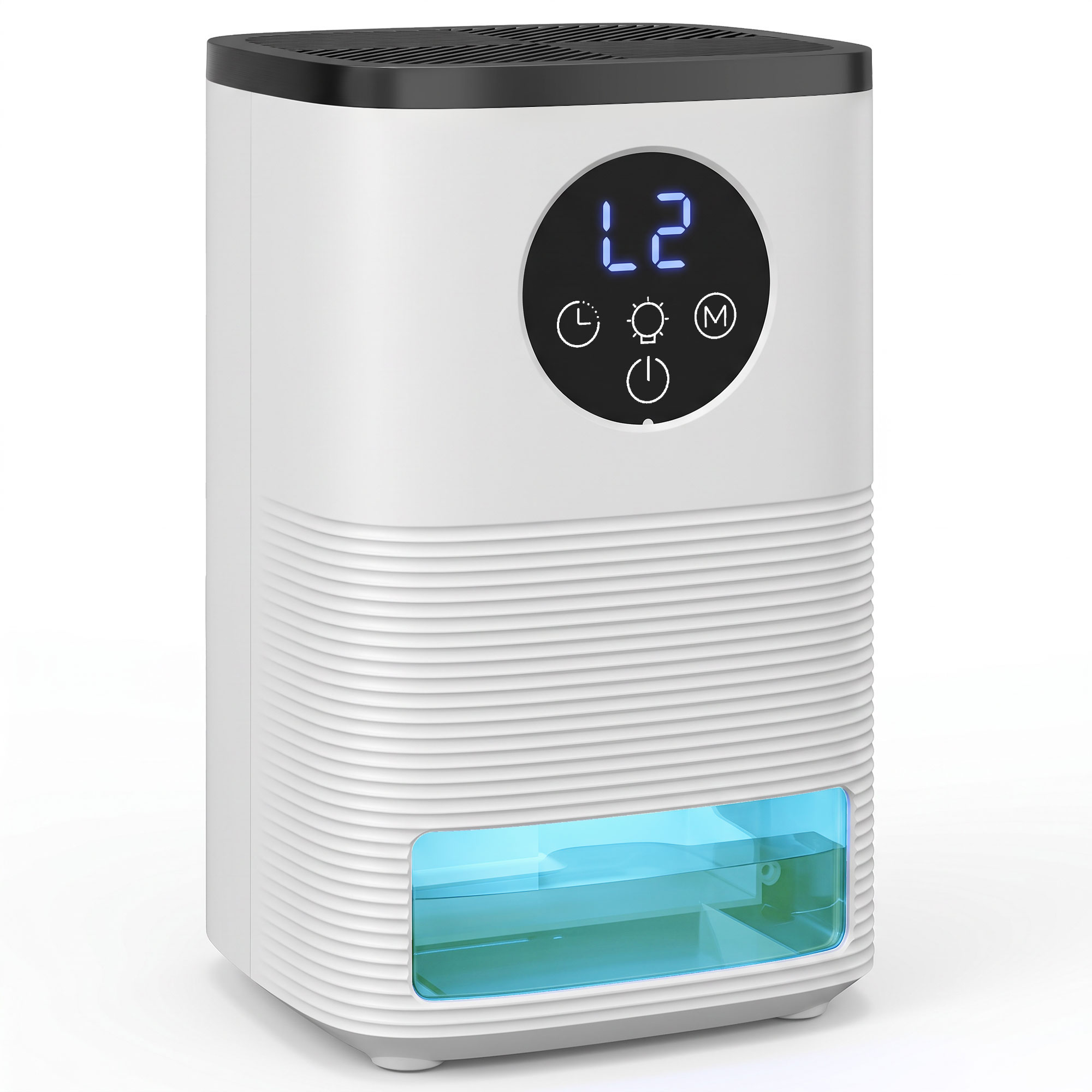 HOMCOM 300mL/Day Small Dehumidifier, RGB Mood Lights, Continuous Drainage, White