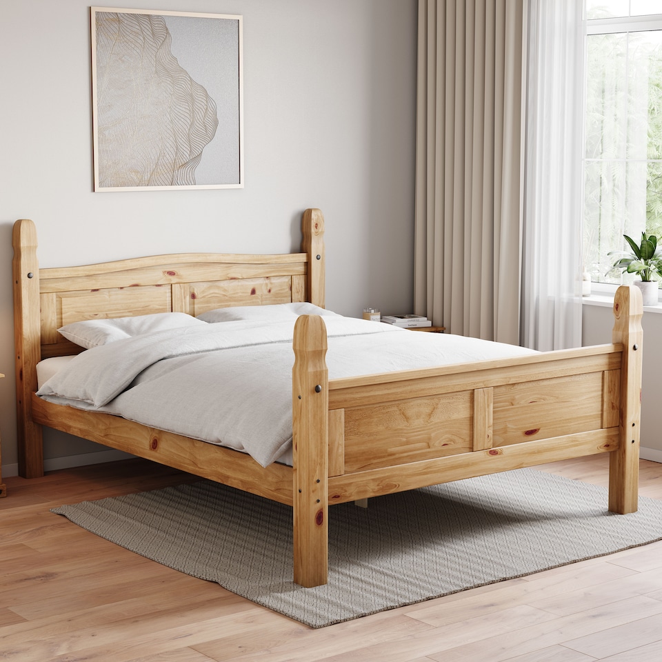 image 1 of Vida Designs Corona 5ft King Size Bed Solid Pine Wood Frame, High Foot End, 150 x 200cm