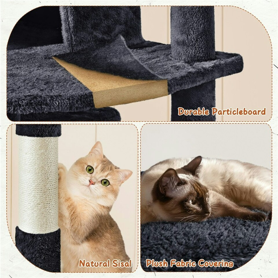 image 1 of Yaheetech Large Cat Tree with 3 Condos Black
