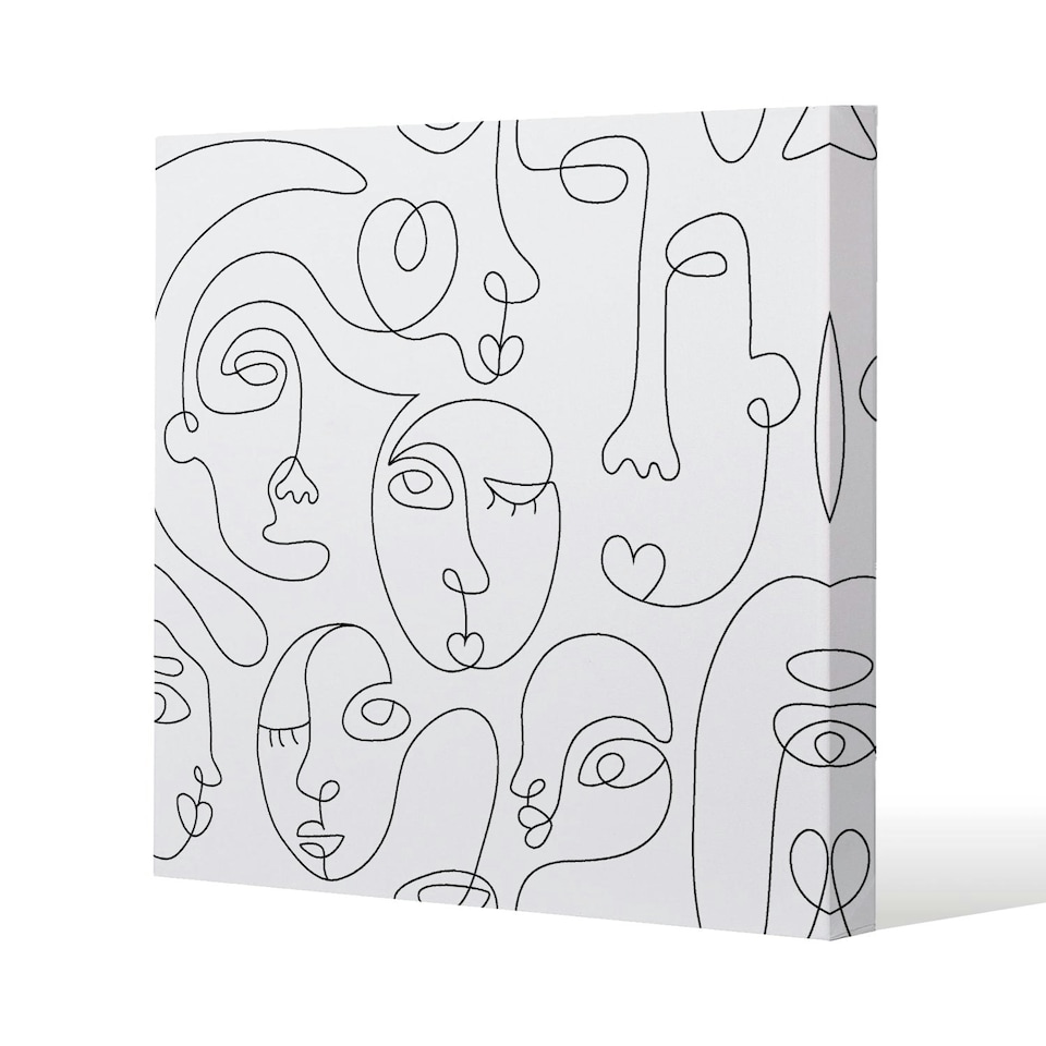 image 1 of line drawing of faces (Canvas Print) 90 x 90 x 4cm