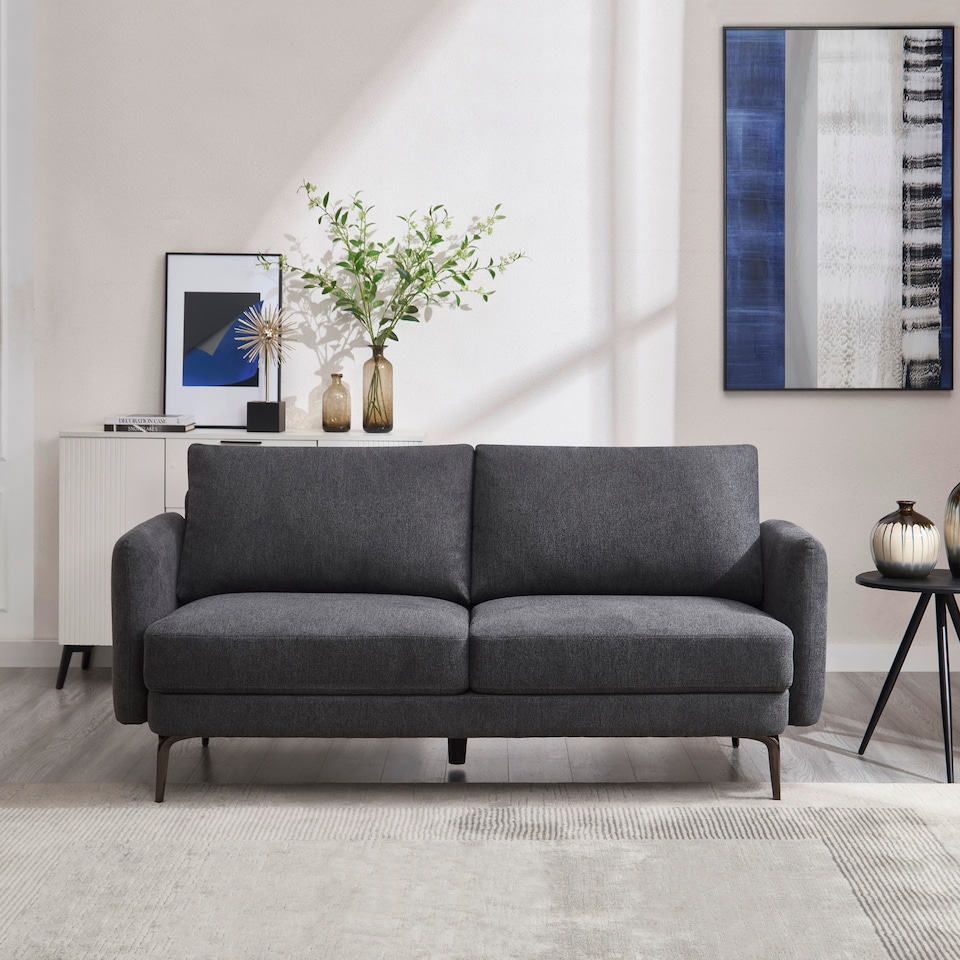 image 1 of Sofia 3 Seater Fabric Scandi Style Sofa | Grey | Grey
