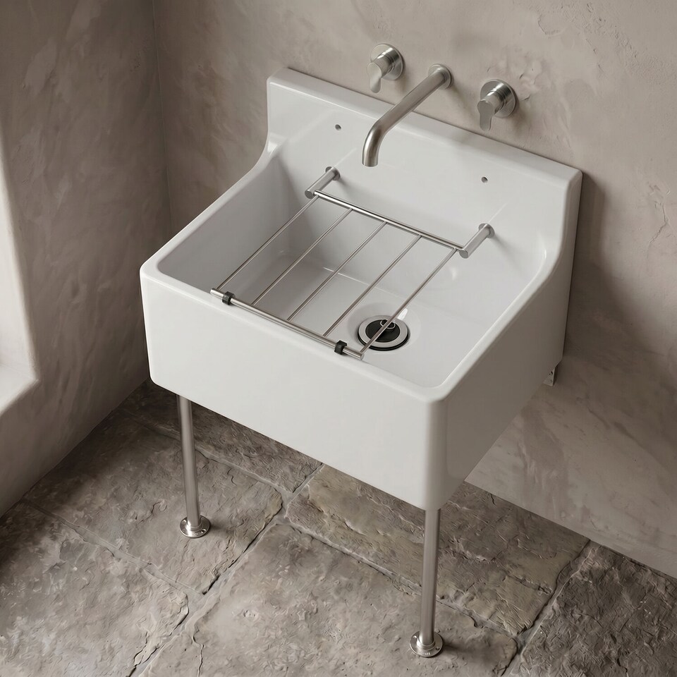 image 1 of Balterley Traditional Fireclay Cleaner Sink with Waste | White | White | 382.0000 x 515.0000 x 393.0000mm