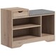 image 1 of HOMCOM Upholstered Entryway Shoe Bench with Storage Drawer Distressed Grey