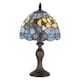 image 1 of Purple Stained Glass Butterfly Tiffany Lamp with Amber Roses and Sky Blue Strips | Purple