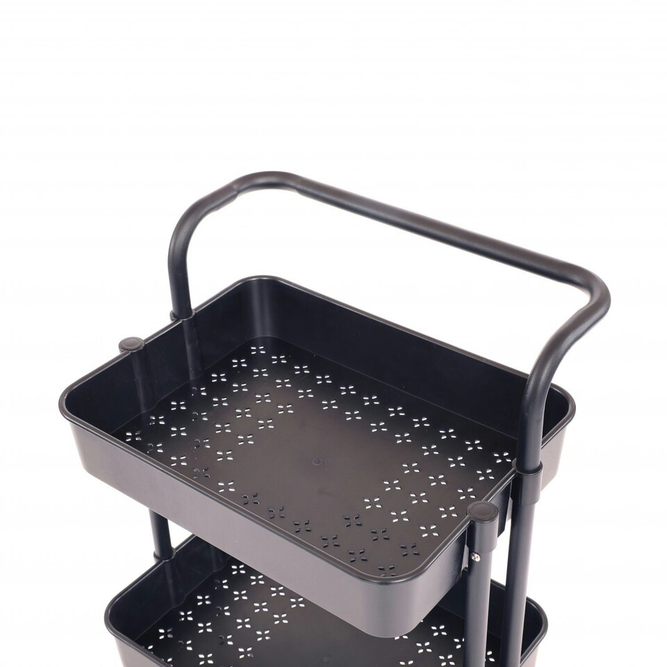 image 1 of Oypla 3 Tier Black Household Kitchen Bathroom Storage Trolley Cart Shelf Black