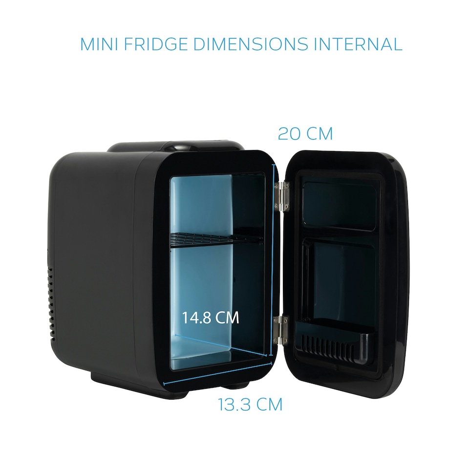 image 1 of MONCOOK Mini Fridge For Bedrooms - Portable & Quiet Mini Fridges For Skin Care, Beverages - Thermoelectric Cooler and Warmer Retro Small Fridge - 4L Full Black