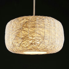 ValueLights Bjorn White Ceiling Pendant Shade and B22 GLS LED 10W Warm White 3000K Bulb Cream